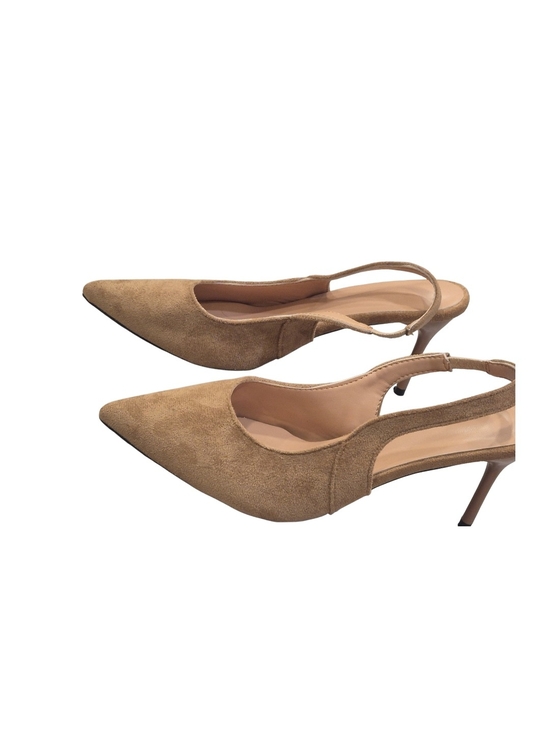 Shoes - Women’s Tan Suede Pointed-Toe Slingback Heels